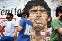 Inauguraron un mural de Maradona cerca del Obelisco