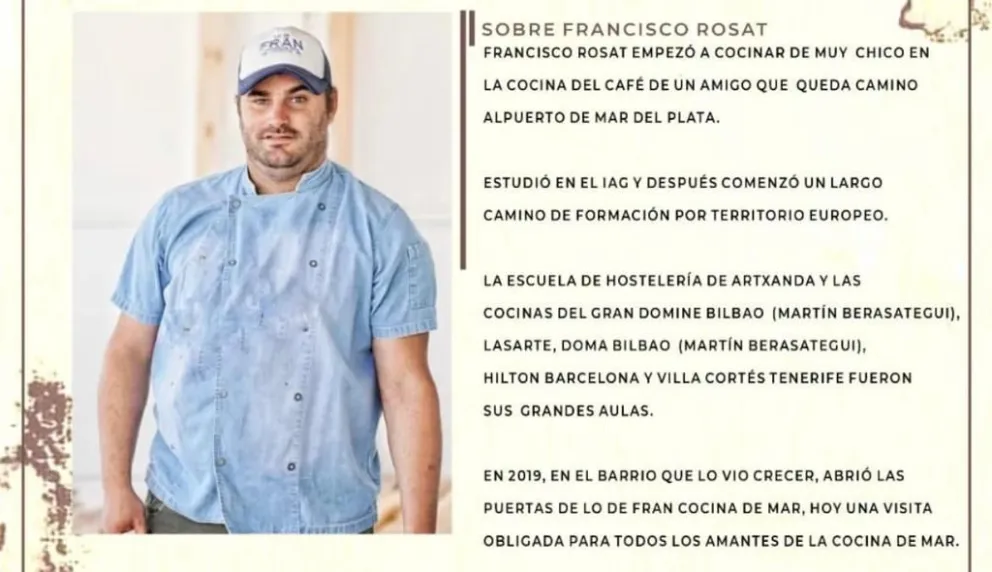 Francisco Rosat, el cocinero marplatense que participará en una importante feria porteña