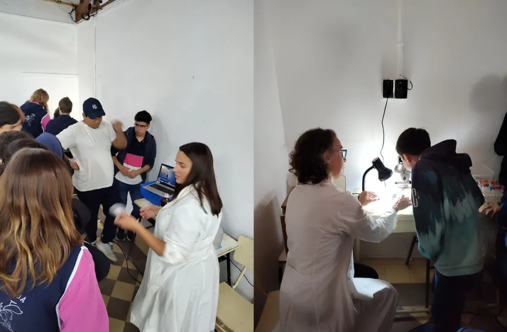 Investigadoras del INIDEP y del CONICET brindaron una charla sobre microplásticos a estudiantes de San Clemente del Tuyú