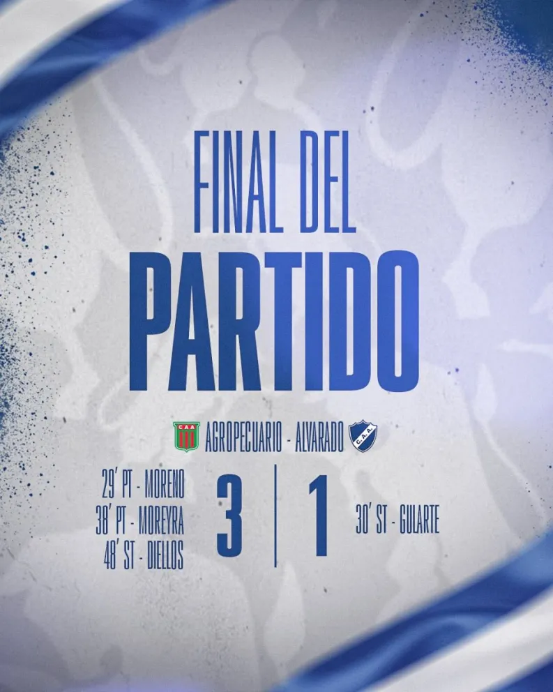 Alvarado perdió 3 a 1 en su visita al líder Agropecuario 